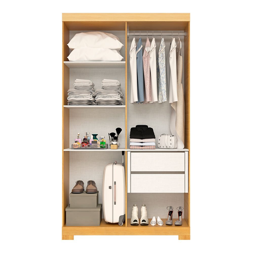 Guarda Roupa Solteiro 100% MDF 4 Portas Lana Nature/Off White ACP MÓVEIS - 3