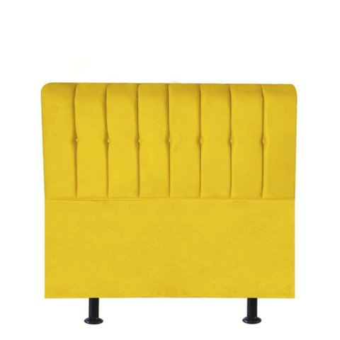 Cabeceira Estofada Kiara 100cm Solteiro Box Quarto Corino Amarelo - Gat Magazine