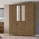 Ver imagem 2 de Guarda Roupa 6 Portas com Espelho Itatiba Castanho Wood 868331 Moval