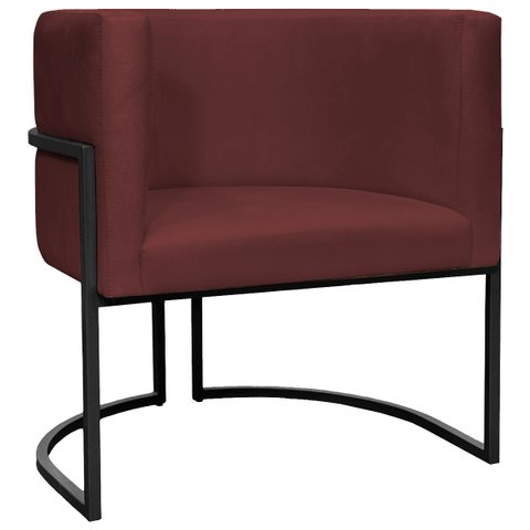 Poltrona Decorativa para Recepção Luna Suede Base de Ferro Preto