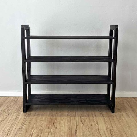 Aparador Linea Ample Moderno 4 Prateleiras 100cm Preto Artfactory Design
