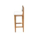 Ver imagem 4 de Kit 4 Banqueta Alta de Madeira com Assento Estofado e Encosto em Palhinha Bruna: Mel e Linho Cru