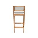 Ver imagem 5 de Kit 4 Banqueta Alta de Madeira com Assento Estofado e Encosto em Palhinha Bruna: Mel e Linho Cru