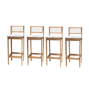 Ver imagem 1 de Kit 4 Banqueta Alta de Madeira com Assento Estofado e Encosto em Palhinha Bruna: Mel e Linho Cru