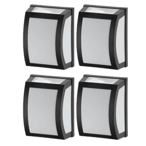 Kit 4 Luminárias Arandela de Parede Lente Leitosa Preto Oval E27 Smart Dital