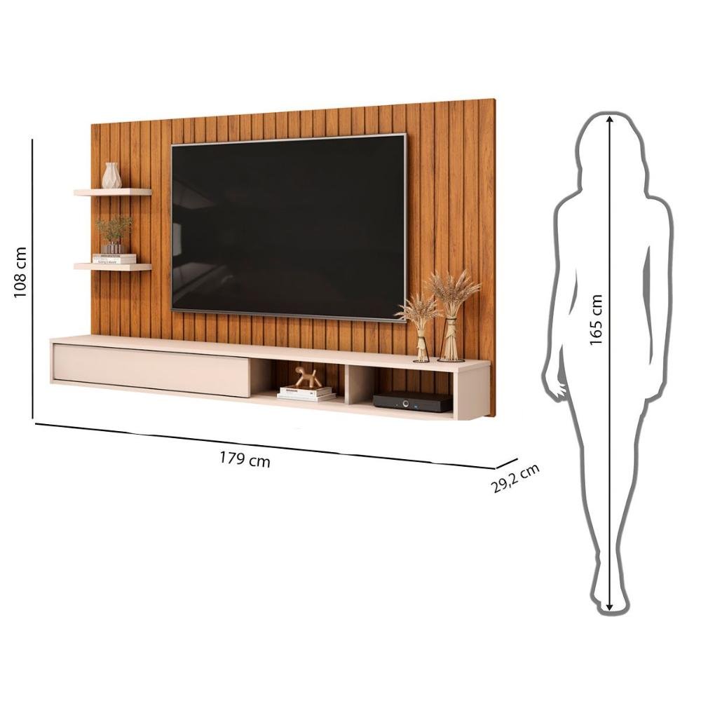 Painel para Tv até 60 Polegadas 1 Porta Dj Móveis Friz Freijó Off White - 9