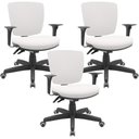 Ver imagem 1 de Kit 03 Cadeiras de Escritório Executiva Office Giratória Preto Baixa Flexi P03 Vinil Branco - 