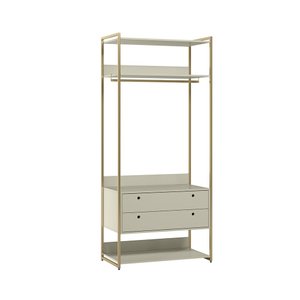 Guarda-roupa Closet Industrial Olivar com Cabideiro 2 Gavetas 89cm - Off White