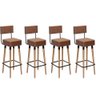 Kit 4 Banquetas Banco Alto Barcelona Couro Café Bar Cozinha Pés Madeira Ms Decor - 1