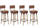 Ver imagem 1 de Kit 4 Banquetas Banco Alto Barcelona Couro Café Bar Cozinha Pés Madeira Ms Decor