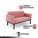Ver imagem 3 de Poltrona Namoradeira Decorativa Karen Pés Fixo em Madeira Preto Suede Rose G19 - Gran Belo