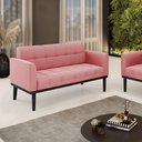Ver imagem 2 de Poltrona Namoradeira Decorativa Karen Pés Fixo em Madeira Preto Suede Rose G19 - Gran Belo
