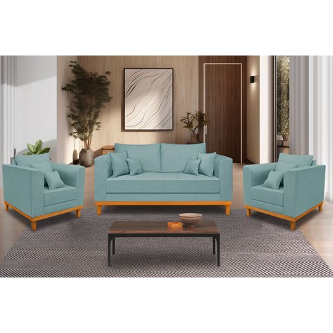 KIT 2 POLTRONA + SOFA 2 LUGAR beny VERDE  tefi estofados