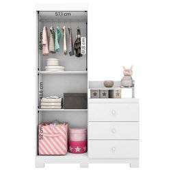 Guarda Roupa com Comoda Infantil Vicky 2 Portas e 3 Gavetas Branco - 5