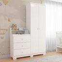 Ver imagem 2 de Guarda Roupa com Comoda Infantil Vicky 2 Portas e 3 Gavetas Branco