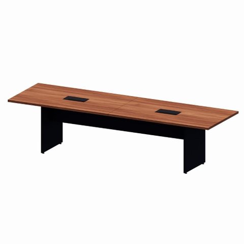 Mesa de Reunião 300cm X 90cm com Tampo Bipartido e 2 Caixas para Tomadas F5 Office Cor:nogal com