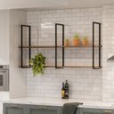 Ver imagem 2 de Kit 2 Prateleira Madeira Industrial Suspensa 140 Cm Multiuso