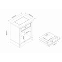Ver imagem 2 de Mesa de Cabeceira em Madeira Branco Rústico 1 Gaveta Marin Brasil