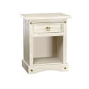 Ver imagem 1 de Mesa de Cabeceira em Madeira Branco Rústico 1 Gaveta Marin Brasil