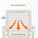 Ver imagem 3 de Cadeira de Escritório Diretor Roma Assento Madeira Multilaminada Encosto Mesh Giratória 360 Branca