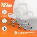 Ver imagem 3 de Cadeira de Escritório Diretor Roma Assento Madeira Multilaminada Encosto Mesh Giratória 360 Branca