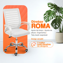 Ver imagem 7 de Cadeira de Escritório Diretor Roma Assento Madeira Multilaminada Encosto Mesh Giratória 360 Branca