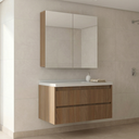 Ver imagem 1 de Conjunto Gabinete para Banheiro Suspenso com Cuba e Espelheira em MDF 80cm Maresias Noce Marrom