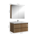 Ver imagem 3 de Conjunto Gabinete para Banheiro Suspenso com Cuba e Espelheira em MDF 80cm Maresias Noce Marrom
