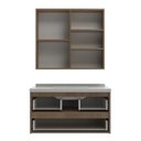 Ver imagem 4 de Conjunto Gabinete para Banheiro Suspenso com Cuba e Espelheira em MDF 80cm Maresias Noce Marrom