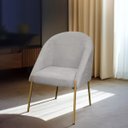 Ver imagem 5 de Banqueta Poltrona Lua Pé Metal Bouclê Ideal para Sala Penteadeira ou Salão:cinza Claro