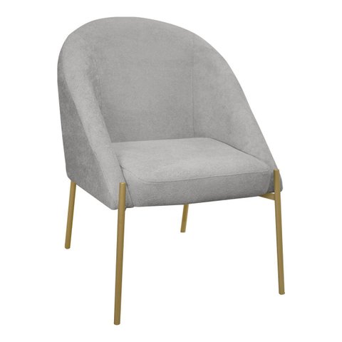 Banqueta Poltrona Lua Pé Metal Bouclê Ideal para Sala Penteadeira ou Salão:cinza Claro