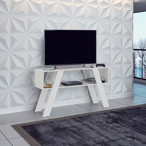Rack para Tv até 55 Pol 119 X 66 Cm Detroit Mdp Branco Fosco - Clicklar