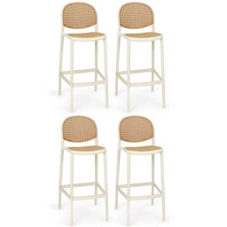 Kit 4 Banqueta Alta com Encosto Roma em Polipropileno - Nude - 1