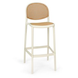 Kit 4 Banqueta Alta com Encosto Roma em Polipropileno - Nude - 2