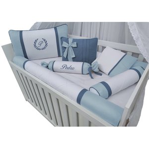 kit protetor para berço menino 100% algodão