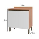Ver imagem 2 de Balcão de Cozinha com Tampo para Cooktop e 2 Portas 80cm Multimóveis Cr20396 Freijó/branco