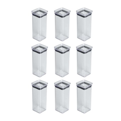 Kit com 9 potes para tempero - hermético Quadrado 340 ml Linha Lumini - 1979 PARAMOUNT