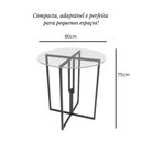 Ver imagem 2 de Mesa Redonda Industrial 80cm Preto Tampo de Vidro Temperado