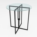 Ver imagem 1 de Mesa Redonda Industrial 80cm Preto Tampo de Vidro Temperado