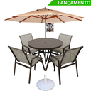 Ver imagem 1 de Jogo de Mesa 1,00m Tampo Liso 4 Cadeiras Lótus Premium para Piscina Jardim