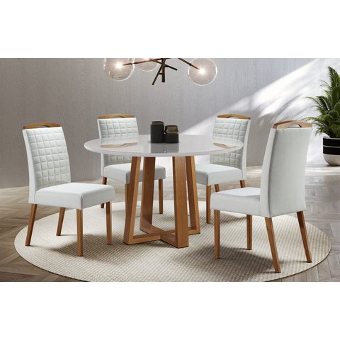 Sala de Jantar Moderna com 4 Cadeiras 1,10x1,10m - Jasmin - Requinte Salas