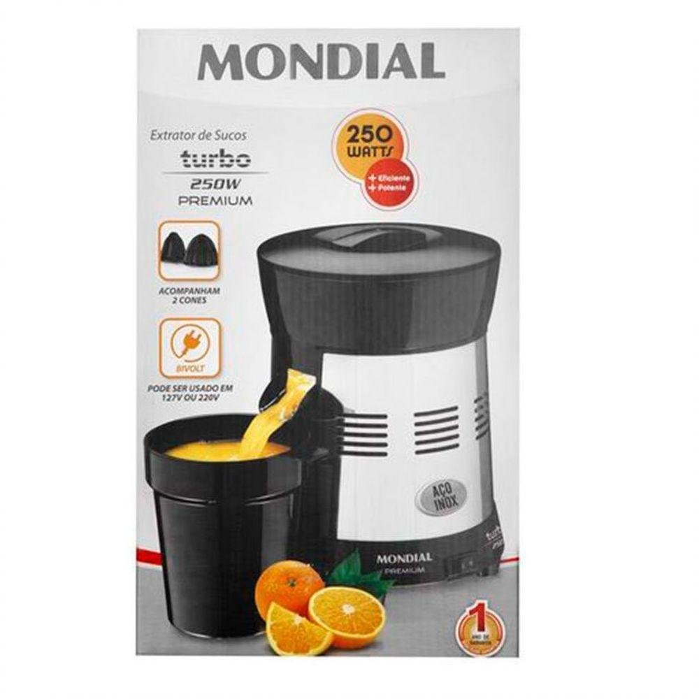 Extrator De Suco Mondial Premium 250w E-10 Preto Com Inox Bvolt - 2