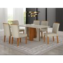 Ver imagem 7 de Conjunto Sala de Jantar Sofia 1,60m Tampo Vidro Off com 6 Cadeiras Jade Cinamomo/Off/Joli Palha