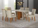 Ver imagem 7 de Conjunto Sala de Jantar Sofia 1,60m Tampo Vidro Off com 6 Cadeiras Jade Cinamomo/Off/Joli Palha