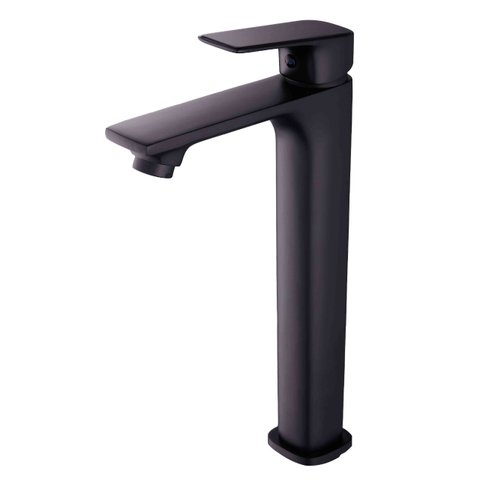 Misturador Monocomando Alto Slim para Cuba Lavatório Banheiro Lavabo Pia Preto Fosco Luxo Metal Pmx