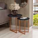 Ver imagem 2 de Mesa Lateral De Sala Pé Ferro Estilo Industrial Cobre/Preto