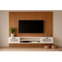 Ver imagem 2 de Painel para Tv 55 Polegadas Ripado Rack Incluso Todo em Mdf:nature / Off White
