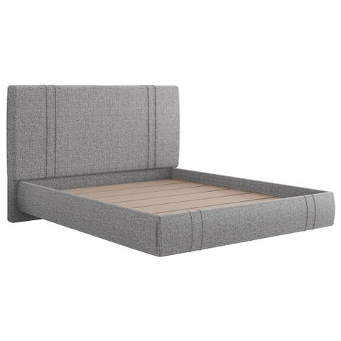 Cama Casal Flutuante com Cabeceira 140cm Astra S04 Linho Cinza - Lyam Decor