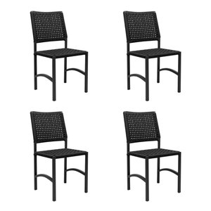 Kit 4 Cadeiras Dubai em Aluminio e Corda Nautica Preta