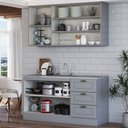 Ver imagem 2 de Cozinha Americana Compacta Califórnia 5 Portas 3 Gavetas Cinza - Panorama Móveis
